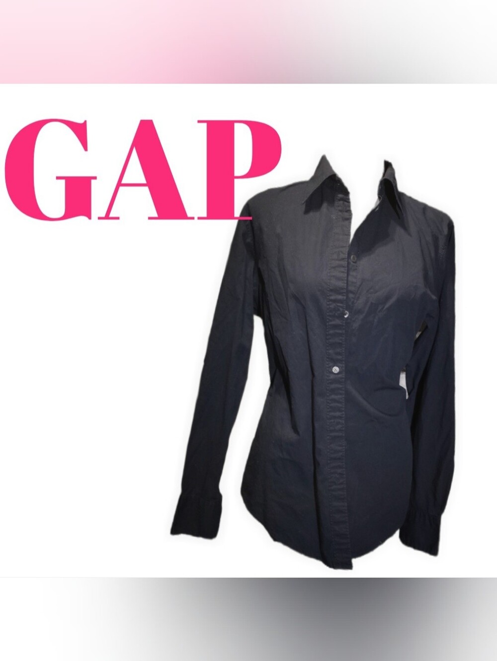 GAP Black Tailored Long-Sleeve Button Down Shirt